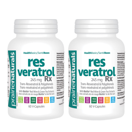 Prairie Naturals [2 FOR DEAL] Resveratrol RX 265 mg of Transresveratrol Polyphenols 60 Vegi Capsules | Unbeatable Prices, Daily 