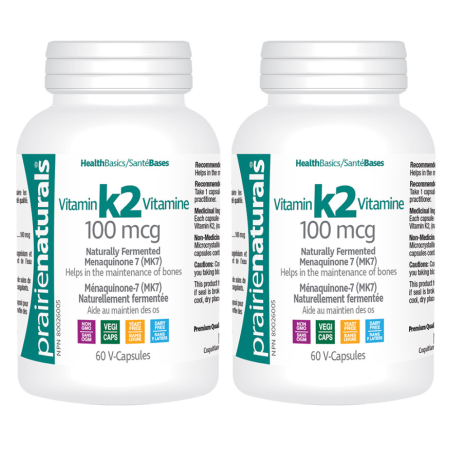 Prairie Naturals [2 FOR DEAL] Vitamin K2 MK-7 100 mcg 60 Vegi Capsules | 매일 업데이트되는 특가 상품 | VITASHOP