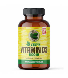 PURE LAB VITAMINS Vegan Vitamin D3 1000 IU 240 Veggie Caps