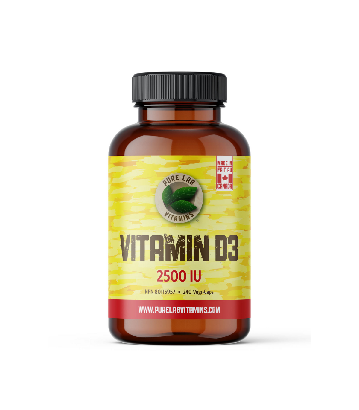 PURE LAB VITAMINS Vitamin D3 2500 IU 240 Veggie Caps