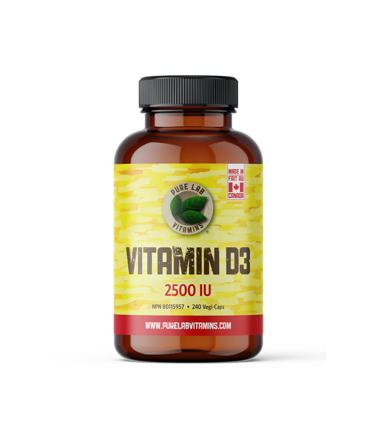 PURE LAB VITAMINS Vitamin D3 2500 IU 240 Veggie Caps