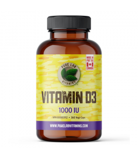 PURE LAB VITAMINS Vitamin D3 1000 IU 360 Veggie Caps