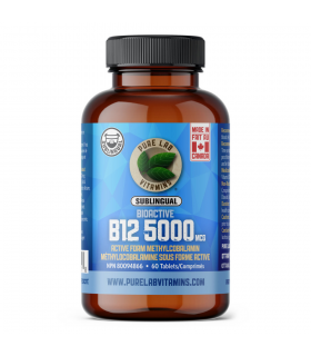 PURE LAB VITAMINS Bioactive B12 Methylcobalamin 5000 mcg Lactose Free 60 Tablets