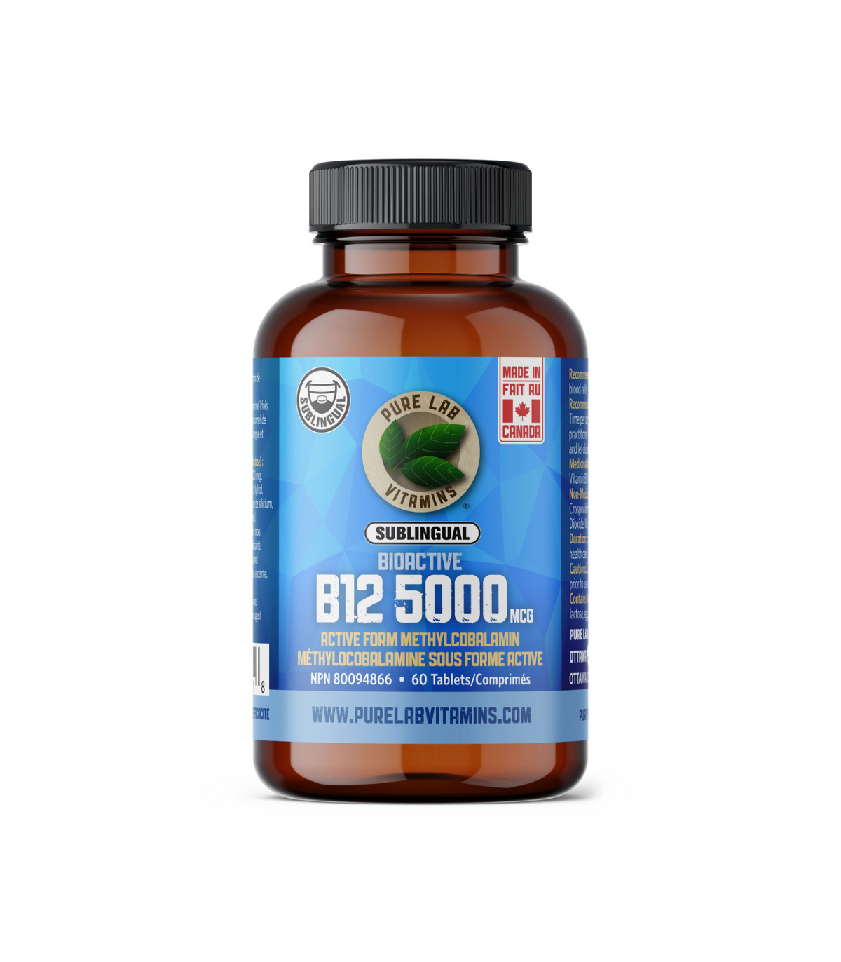 PURE LAB VITAMINS Bioactive B12 Methylcobalamin 5000 mcg Lactose Free 60 Tablets | 매일 업데이트되는 특가 상품 | VITASHOP