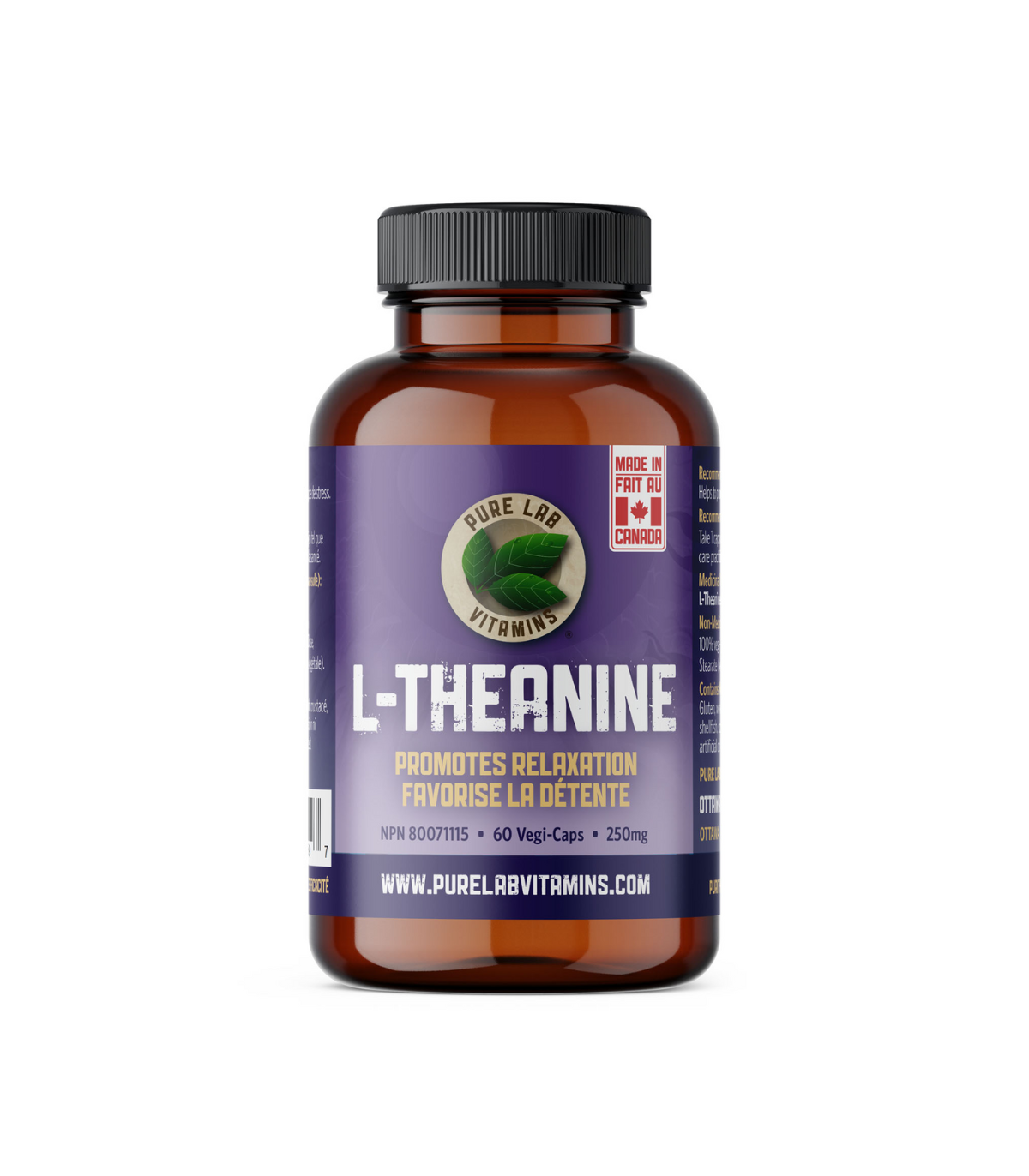 PURE LAB VITAMINS L-Theanine 250 mg 60 Veggie Caps
