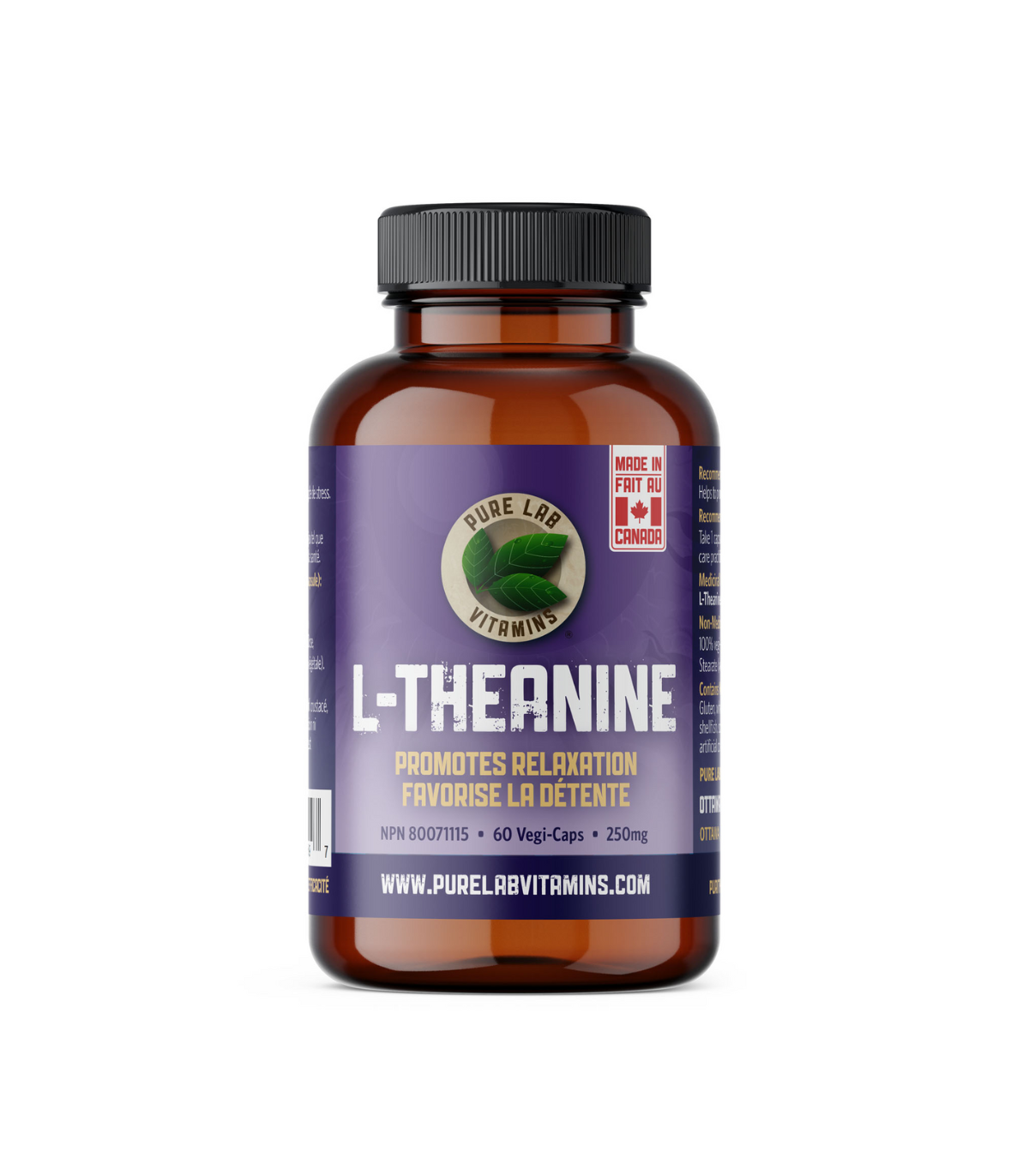PURE LAB VITAMINS L-Theanine 250 mg 60 Veggie Caps