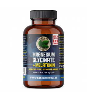 PURE LAB VITAMINS Magnesium Glycinate + Melatonin 90 Veggie Caps
