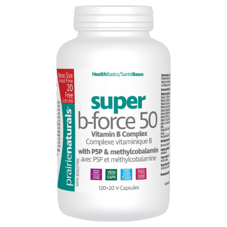 Prairie Naturals Super B-Force B Complex with P5P Methylcobalamin 120 Vegi Capsules + 20 FREE | Unbeatable Prices, Daily Deals |