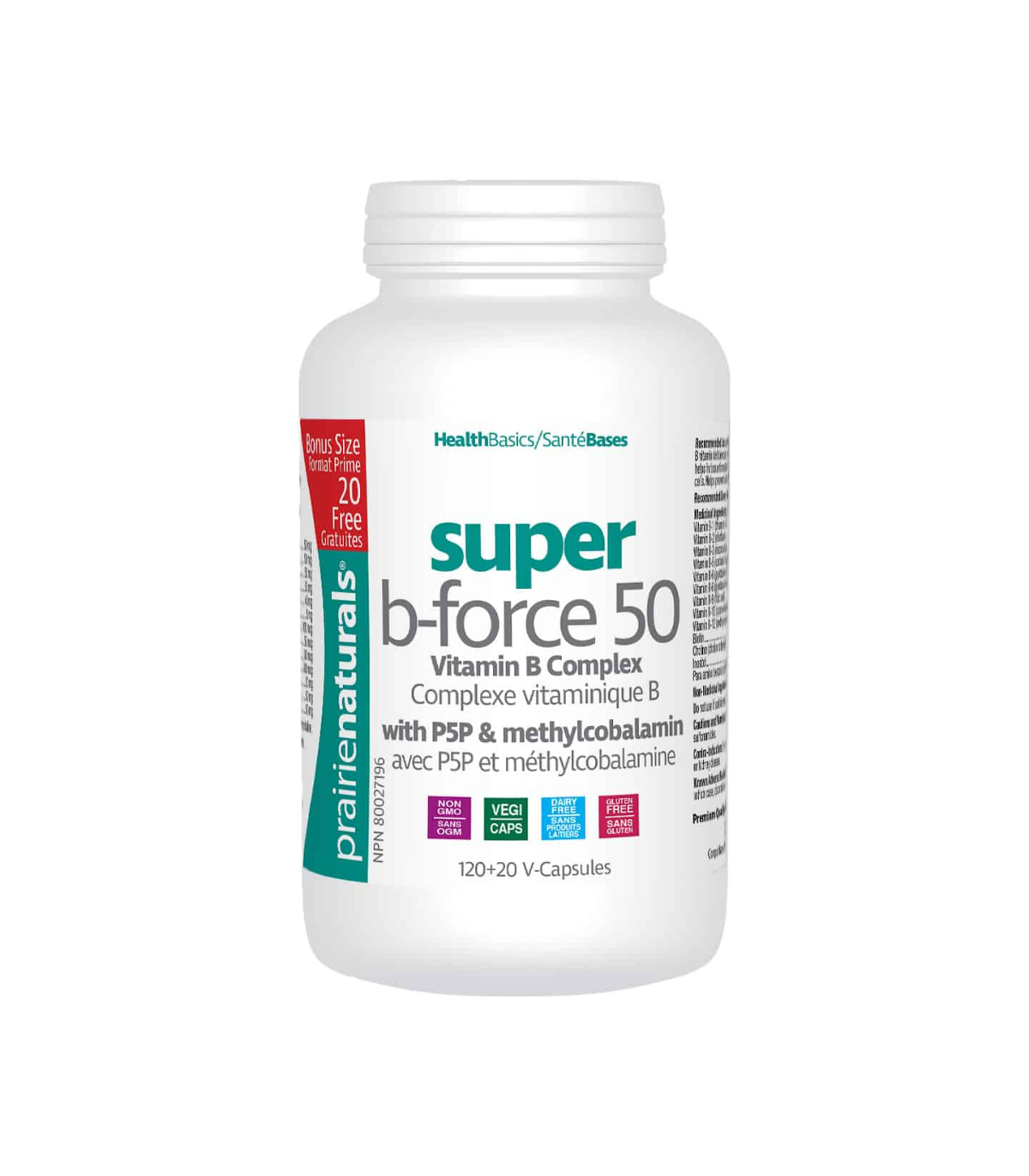 Prairie Naturals Super B-Force B Complex with P5P Methylcobalamin 120 Vegi Capsules + 20 FREE | Unbeatable Prices, Daily Deals |