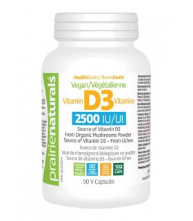 Prairie Naturals Vegan Vitamin D3 2500 IU from Lichen and Mushroom 90 VCaps | 매일 업데이트되는 특가 상품 | VITASHOP