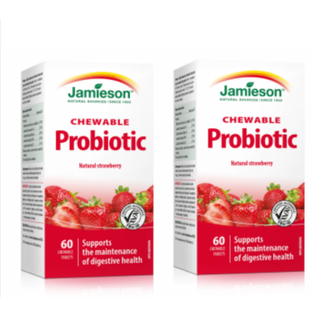 Jamieson [2 for Deal] Probiotic Strawberry Yogurt 60 Chewable Tablets | Unbeatable Prices, Daily Deals | VITASHOP