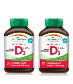 Vitamin D3 Ex Strength 2,500 IU Gel 135 Softgels | Safest & Easiest Shopping Vitamins Online | VITASHOP