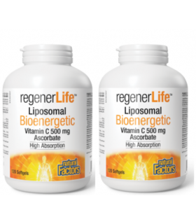 Natural Factors [2 for Deal]  RegenerLife 脂质体生物能维生素 C 500 毫克 120 咀软胶囊 | 每天不同折扣, 全网最低价格 | 种类齐全的保健品店铺 VITASHOP, 只有你想不到, 没有你买不到 !