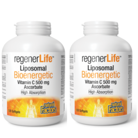 Natural Factors [2 for Deal] 내추럴 팩터스 ReenerLife 리포솜 생체 에너지 비타민 C 500 mg 120 소프트젤 | 매일 업데이트되는 특가 상품 | VITASHOP