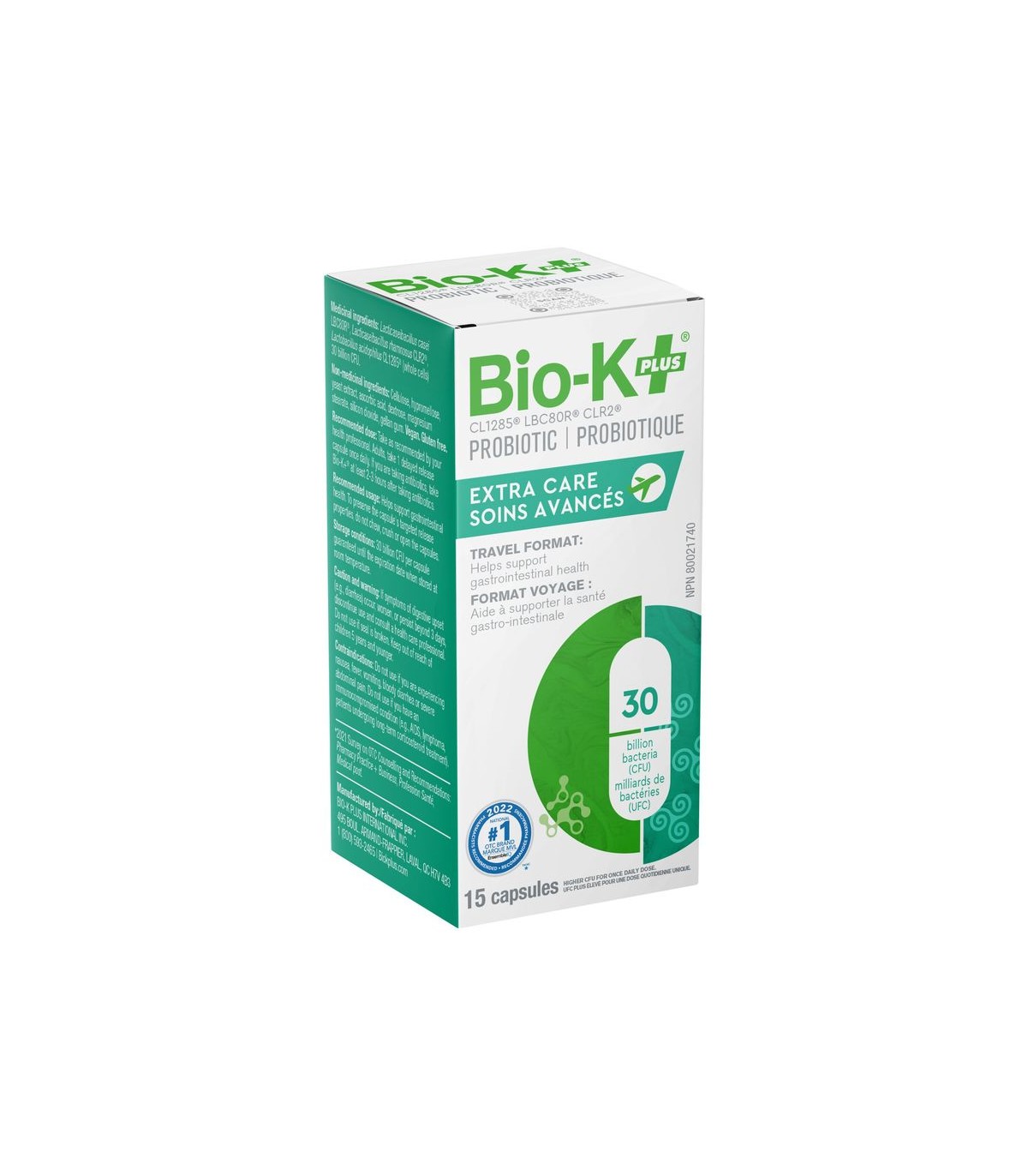 Bio-K Extra Care 30 milliards Format voyage 15 gélules