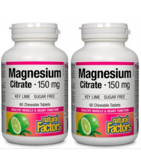 Citrate de magnésium 150 mg Key Lime sans sucre, 60 comprimés à croquer | Safest & Easiest Shopping Vitamins Online | VITASHOP