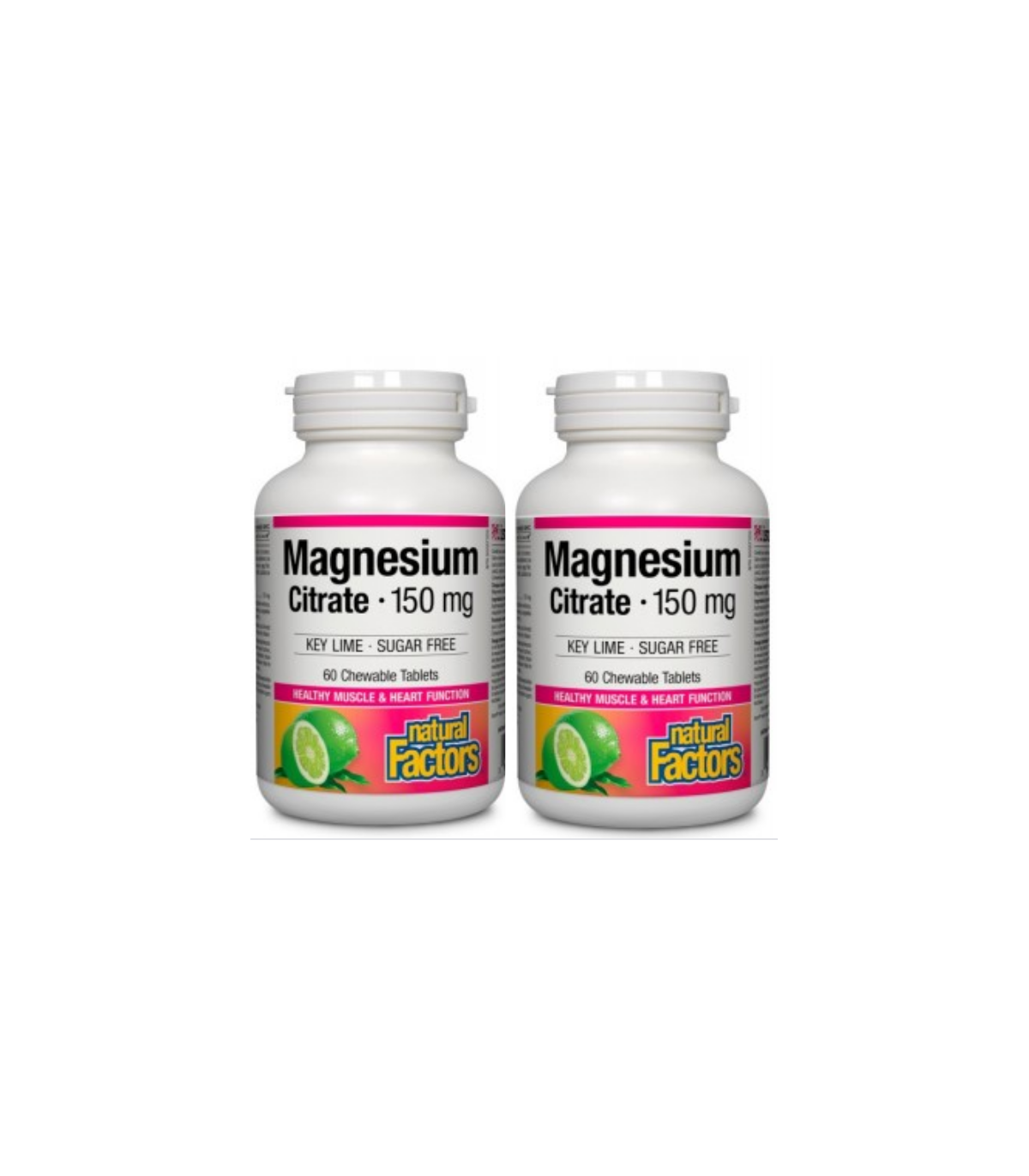 Natural Factors [2 for Deal] Magnesium Citrate 150 mg Key Lime Sugar Free, 60 Chewable Tablets | Unbeatable Prices, Daily Deals