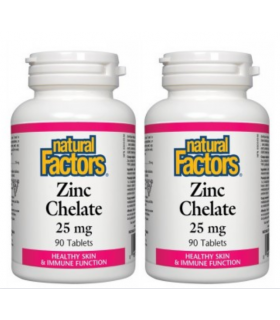 Natural Factors [2 for Deal] 내추럴 팩터스 아연 킬레이트 25mg, 90정 | 매일 업데이트되는 특가 상품 | VITASHOP