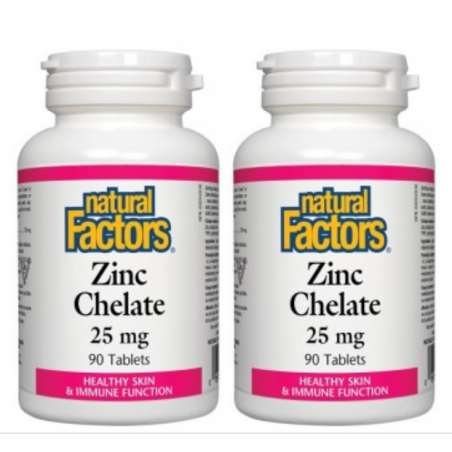 Natural Factors [2 for Deal] Zinc Chelate 25 mg, 90 Tablets | Unbeatable Prices, Daily Deals | VITASHOP