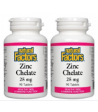 Natural Factors [2 for Deal] 내추럴 팩터스 아연 킬레이트 25mg, 90정 | 매일 업데이트되는 특가 상품 | VITASHOP