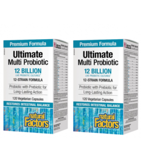 [2 for Deal]Ultimate Multi Probiotic 12 milliards de cultures probiotiques vivantes, 120 gélules végétales