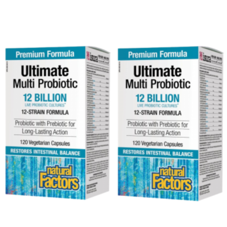 [2 for Deal]Ultimate Multi Probiotic 12 milliards de cultures probiotiques vivantes, 120 gélules végétales