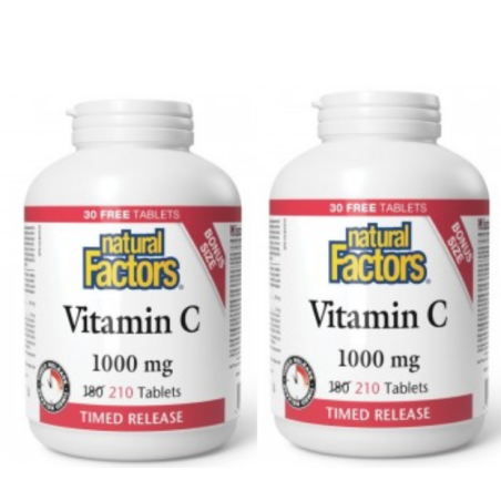 Natural Factors [2 for Deal] Vitamin C Time Release 1000 mg, 210 Tablets | Unbeatable Prices, Daily Deals | VITASHOP