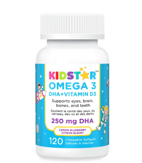 KidStar OMEGA 3 DHA + Vitamin D3 Chewables Lemon Blueberry 120 Softgels | Unbeatable Prices, Daily Deals | VITASHOP