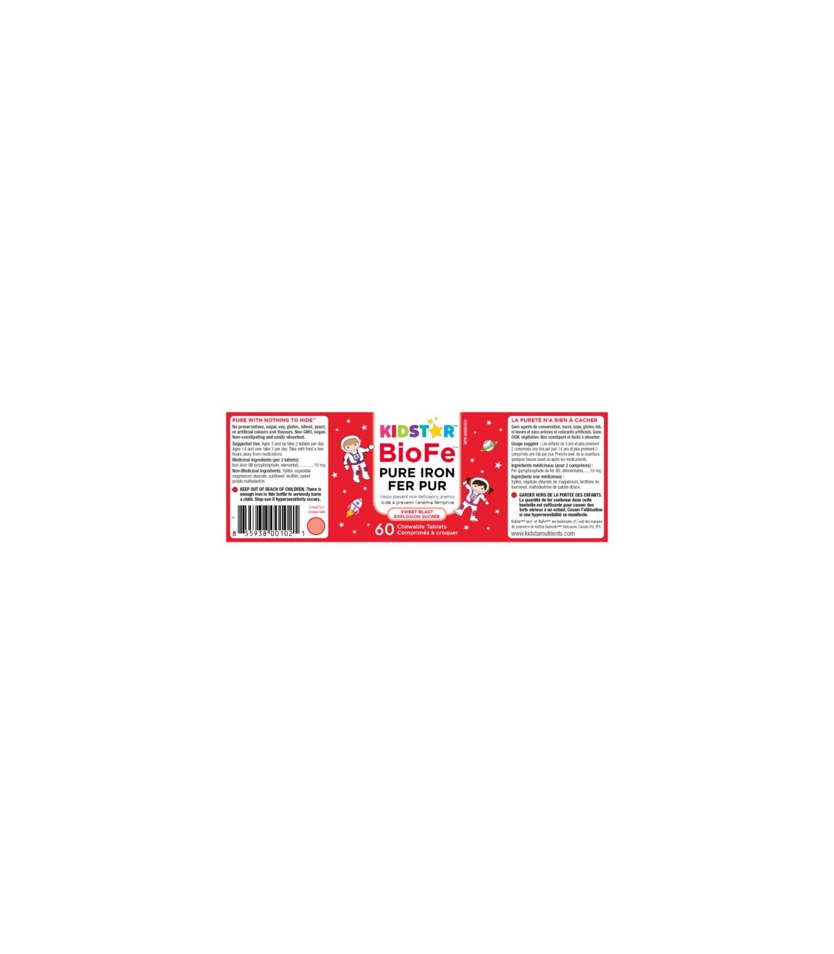 BioFe Pure Iron Chewable Sweet Blast 60 Tablets | Safest & Easiest Shopping Vitamins Online | VITASHOP