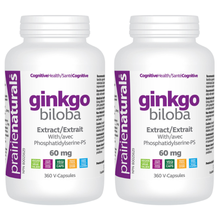 Prairie Naturals [2 for Deal] Ginkgo Biloba Extract 60毫克 with Phosphatidylserine 360 Vegi Capsules | 每天不同折扣, 全网最低价格 | 种类齐全的保健品店铺