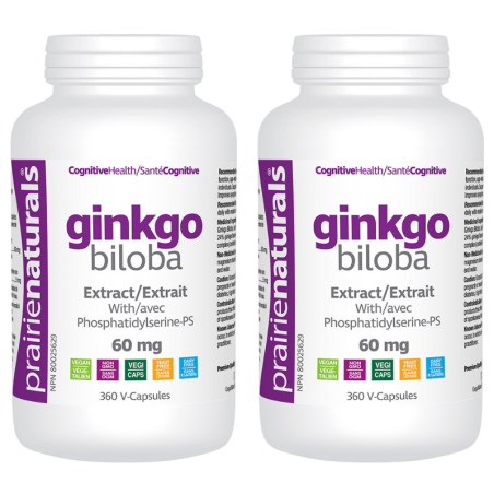 Prairie Naturals [2 for Deal] Ginkgo Biloba 추출물 Phosphatidylserine 360 Vegi 캡슐을 가진 60 mg | 매일 업데이트되는 특가 상품 | VITASHOP