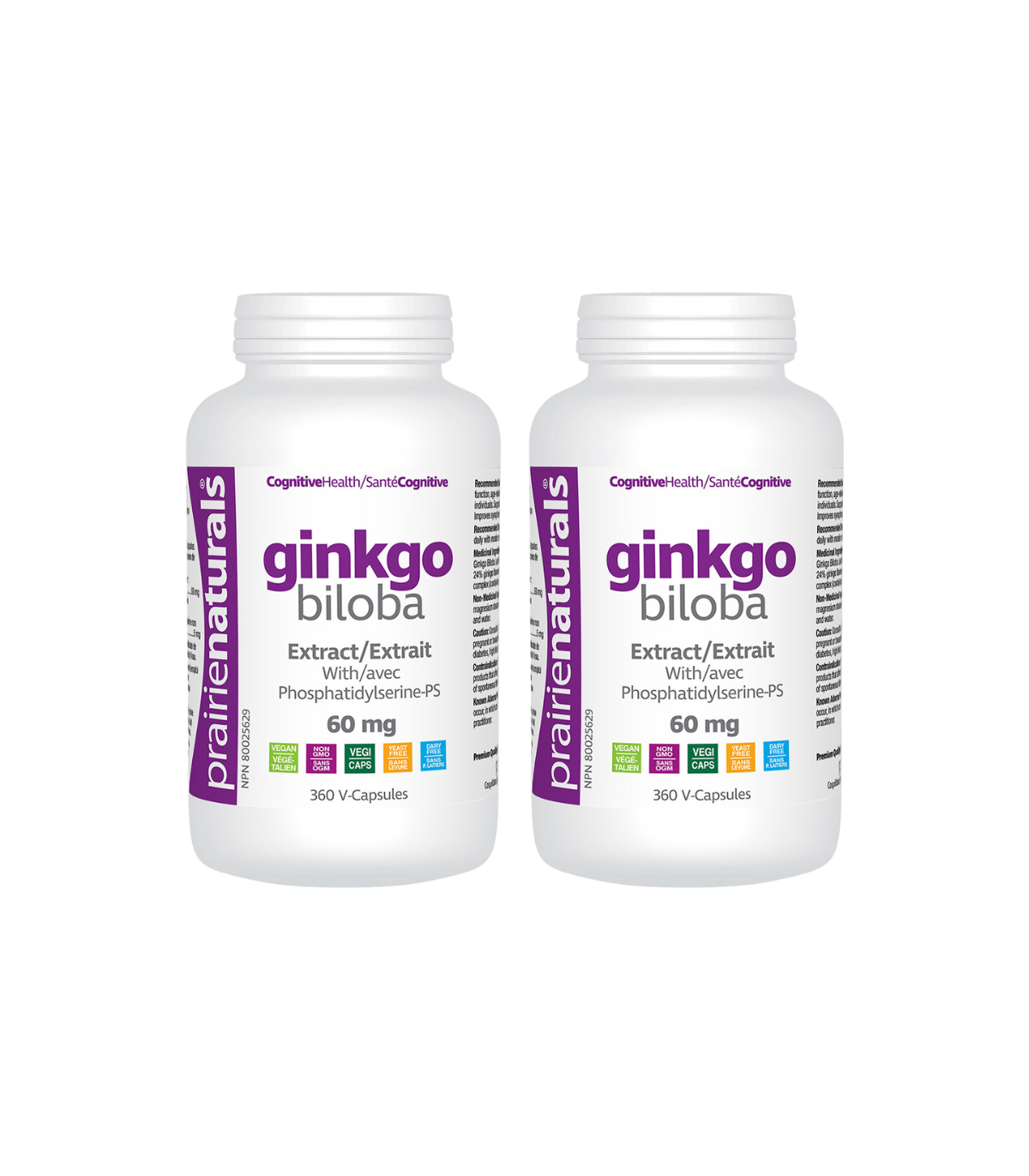 Prairie Naturals [2 for Deal] Ginkgo Biloba Extract 60毫克 with Phosphatidylserine 360 Vegi Capsules | 每天不同折扣, 全网最低价格 | 种类齐全的保健品店铺