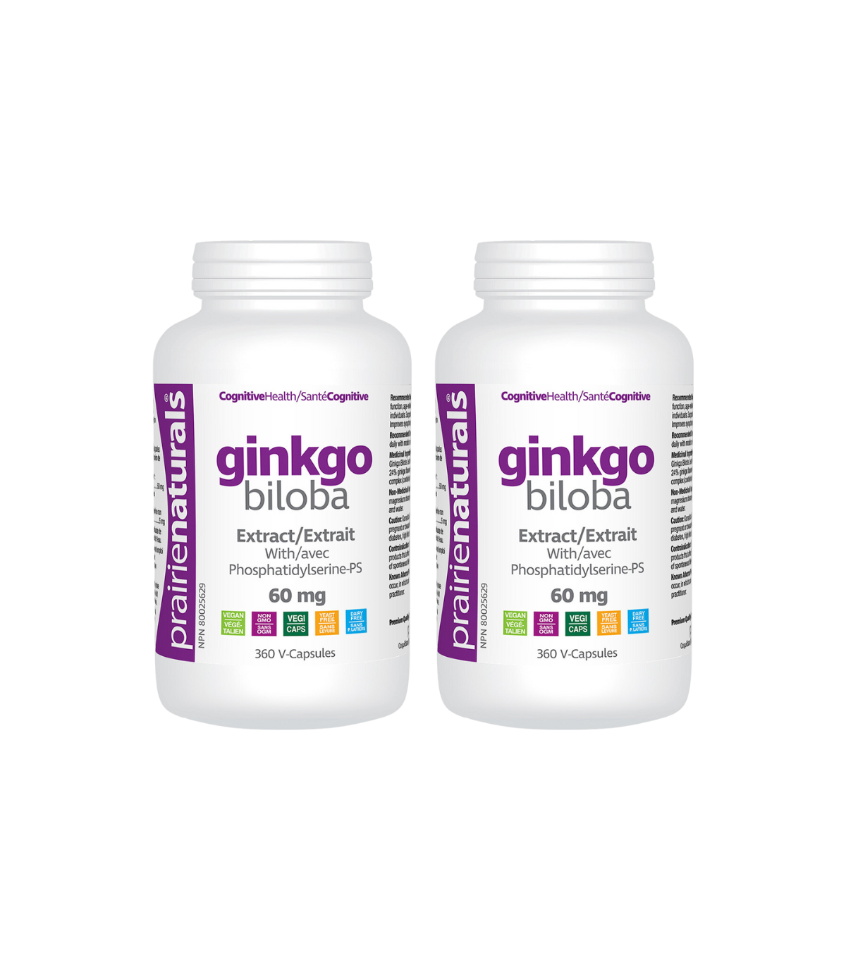 Prairie Naturals [2 for Deal] Ginkgo Biloba 추출물 Phosphatidylserine 360 Vegi 캡슐을 가진 60 mg | 매일 업데이트되는 특가 상품 | VITASHOP