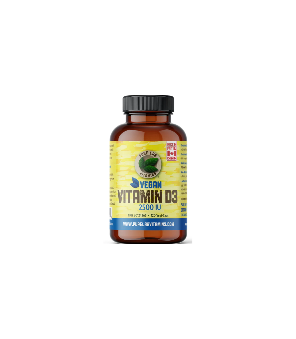 Pure Lab Vitamins Vitamines Vitamine D3 végétalienne 2500 UI, 120 gélules