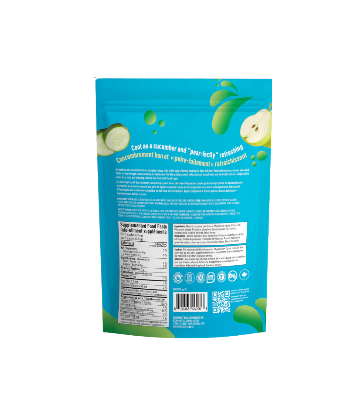 Sachets d'électrolytes - Concombre Poire 70g 20Packs