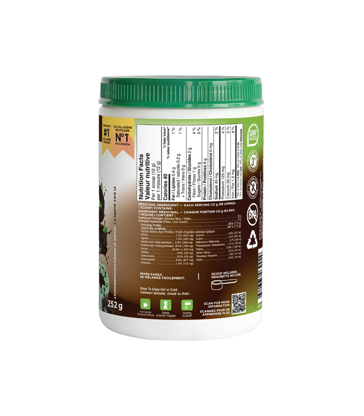 Organika ENHANCED COLLAGEN CHOCOLATE + PEPPERMINT 252g [Limited Edition] | Unbeatable Prices, Daily Deals | VITASHOP