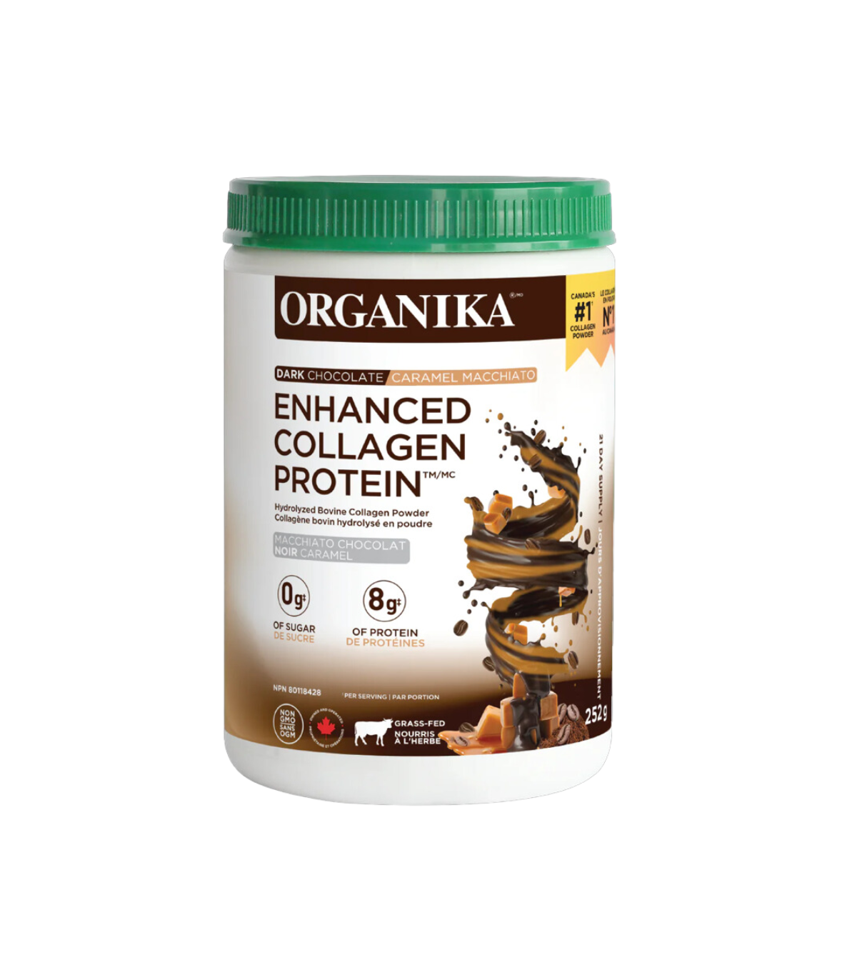 Organika ENHANCED COLLAGEN CHOCOLATE PROTEIN- DARK CHOCOLATE CARAMEL MACCHIATO 252g [Limited Edition] | Unbeatable Prices, Daily