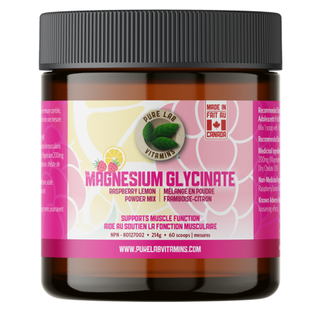 Mélange de poudre de glycinate de magnésium framboise citron 214g 60 cuillères