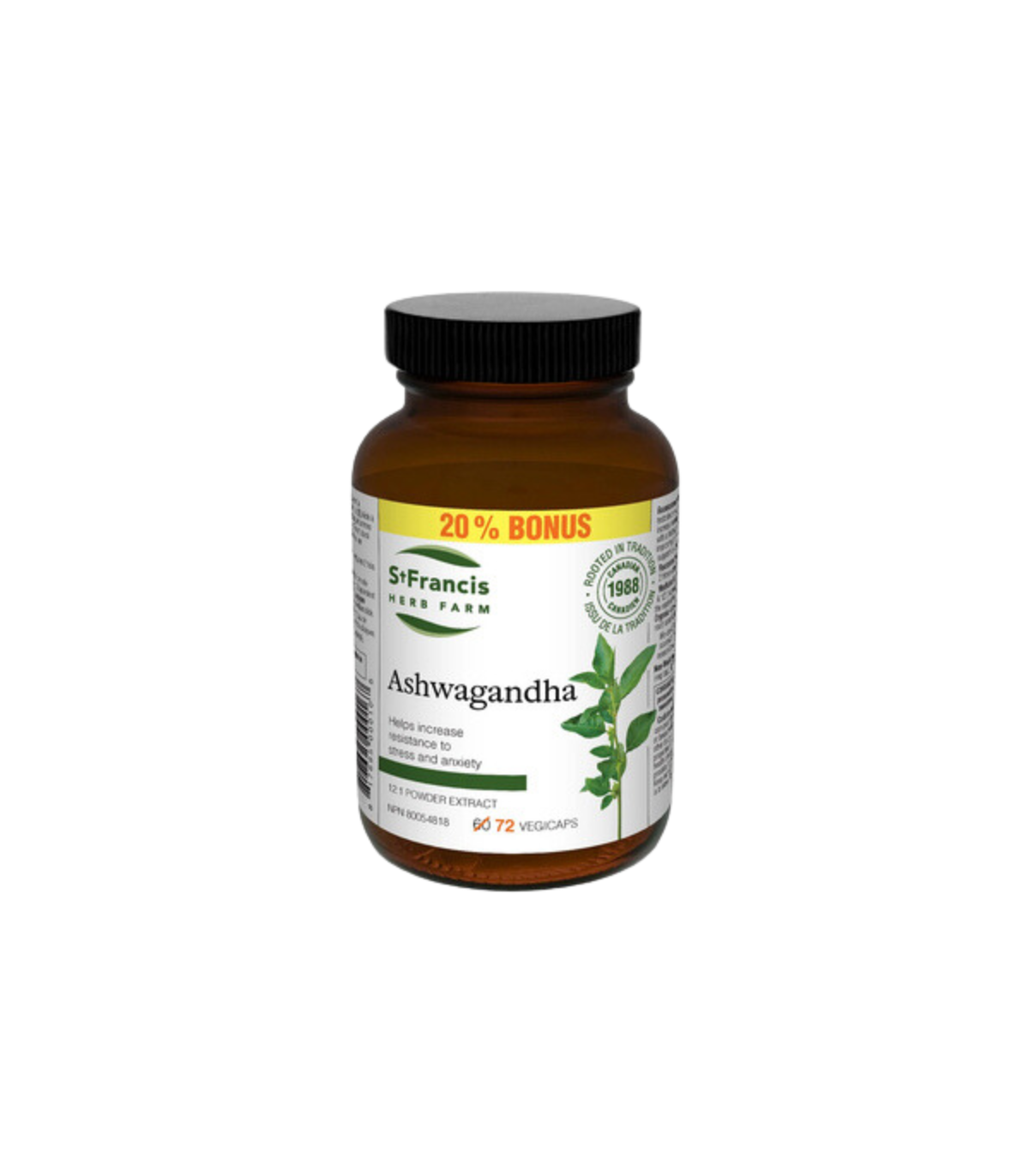St. Francis Herb Farm Ashwagandha (12:1 Extract) 72 VegiCapsules | Unbeatable Prices, Daily Deals | VITASHOP