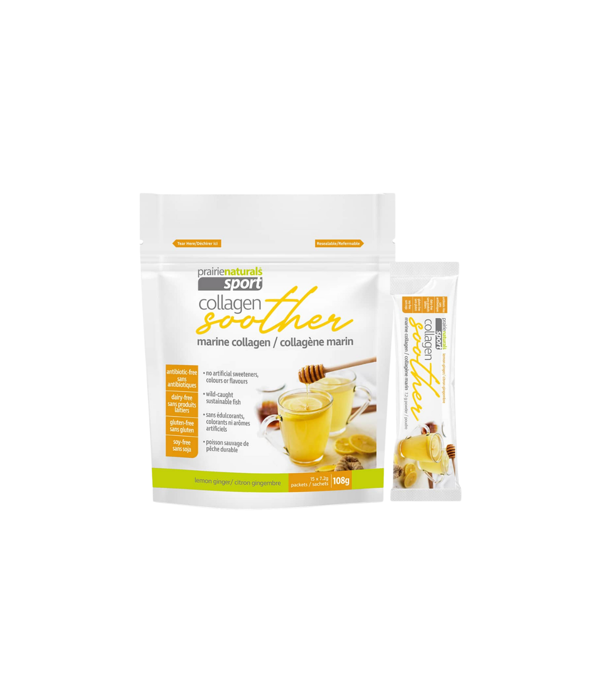 Prairie Naturals 마린 콜라겐 수더 - 레몬 진저 7.2g x 15 | 매일 업데이트되는 특가 상품 | VITASHOP