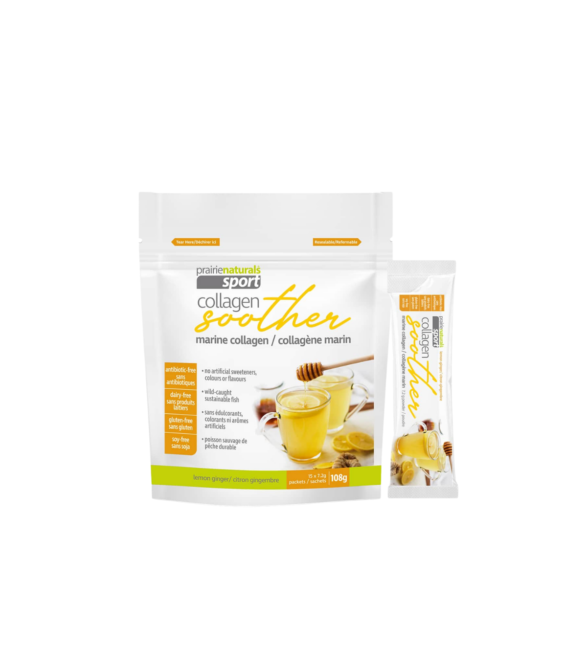 Prairie Naturals 마린 콜라겐 수더 - 레몬 진저 7.2g x 15 | 매일 업데이트되는 특가 상품 | VITASHOP