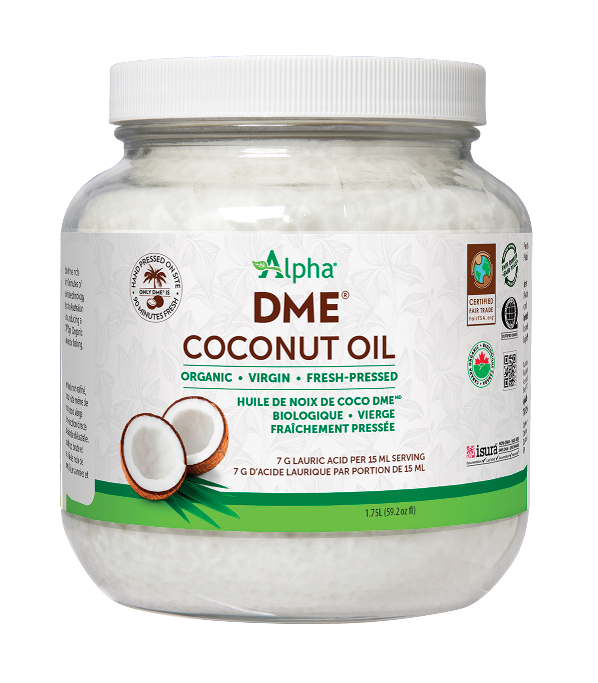 DME™ Raw Organic Virgin Coconut Oil 1.75 L | Safest & Easiest Shopping Vitamins Online | VITASHOP