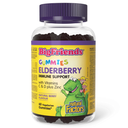 Natural Factors Gommes de sureau Big Friends avec vitamines C et D et zinc