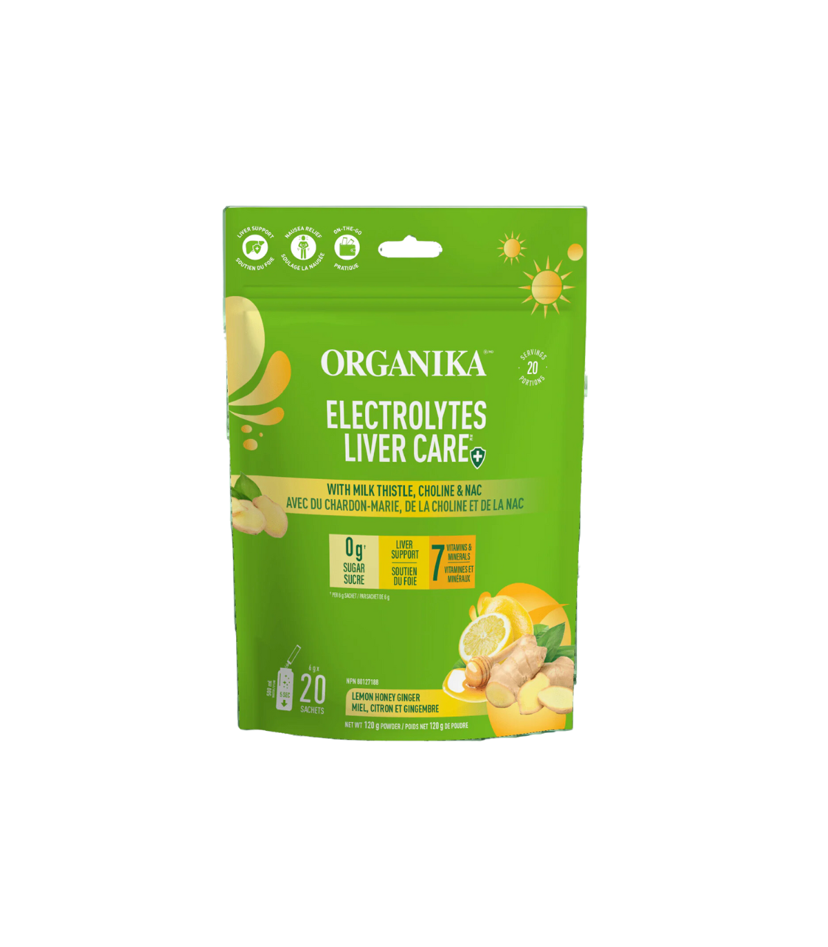 Organika Soins du foie aux électrolytes avec chardon-Marie, choline et NAC
