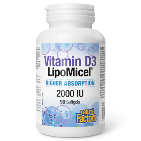 Natural Factors Vitamine D3 LipoMicel 90 gélules