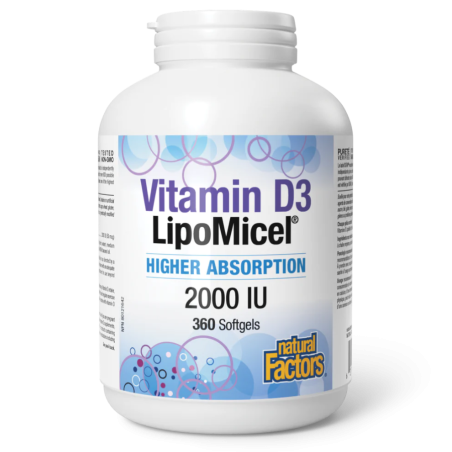 Natural Factors Vitamine D3 LipoMicel 360 softgels