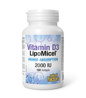 Natural Factors 维生素 D3 LipoMicel 180 粒软胶囊