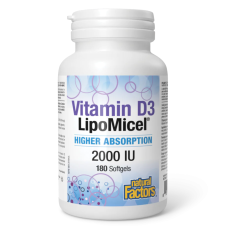 Natural Factors 비타민 D3 LipoMicel 2000 IU 180 softgels | 매일 업데이트되는 특가 상품 | VITASHOP