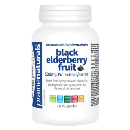 Prairie Naturals European Black Elderberry Fruit Extract 15:1 60 Vegi Capsules | Unbeatable Prices, Daily Deals | VITASHOP