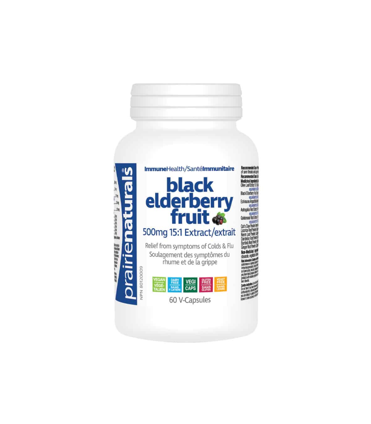 Prairie Naturals European Black Elderberry Fruit Extract 15:1 60 Vegi Capsules | Unbeatable Prices, Daily Deals | VITASHOP